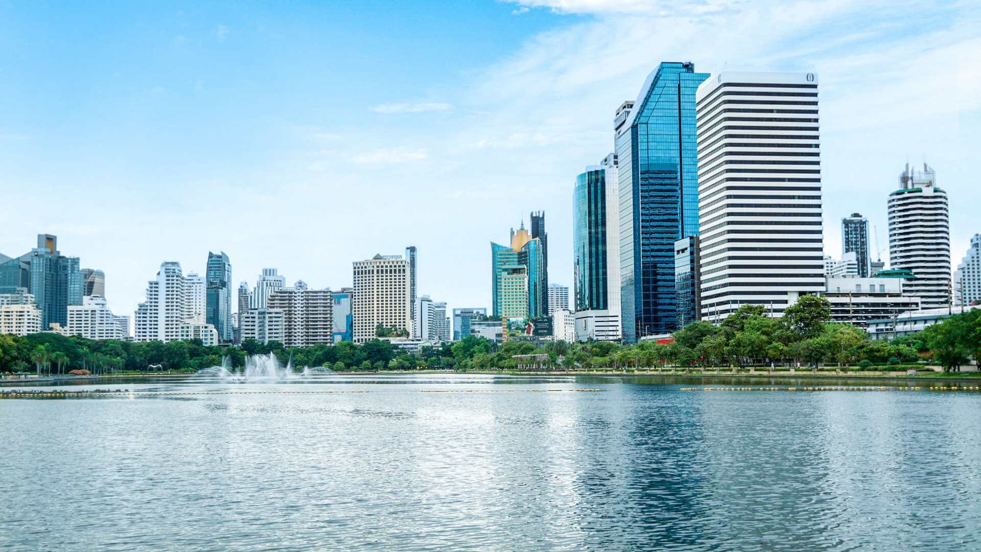 Bangkok business district showing modern corporate architecture