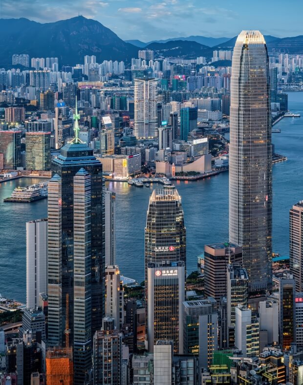 Hong Kong central business district skyline, the premier hub for remote company registration and global business expansion